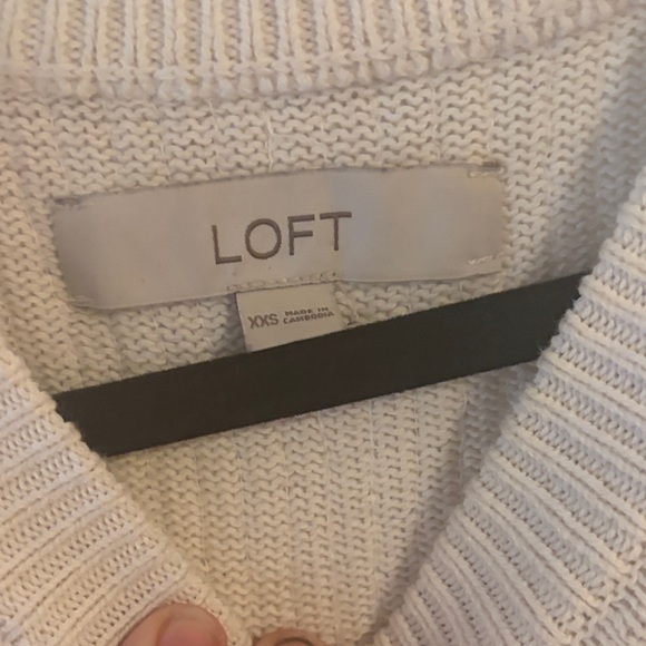 LOFT Cream and Black Striped Sequin Sweater XXS - Picture 3 of 3